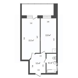 1-к квартира, вторичка, 37м2, 1/16 этаж