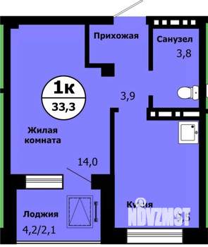 1-к квартира, строящийся дом, 33м2, 10/19 этаж