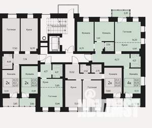 2-к квартира, строящийся дом, 61м2, 3/8 этаж