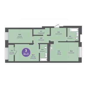 3-к квартира, вторичка, 85м2, 8/16 этаж