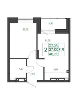 2-к квартира, вторичка, 40м2, 4/17 этаж