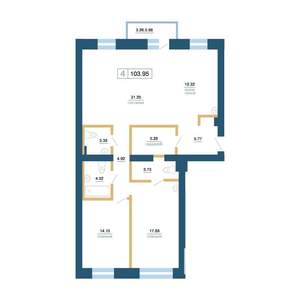 4-к квартира, вторичка, 104м2, 6/7 этаж