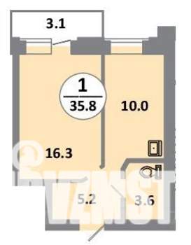 1-к квартира, вторичка, 36м2, 13/14 этаж