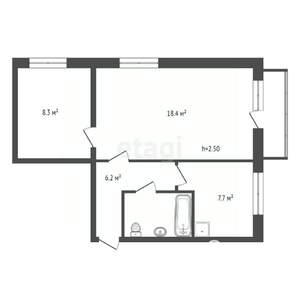 2-к квартира, вторичка, 44м2, 2/5 этаж