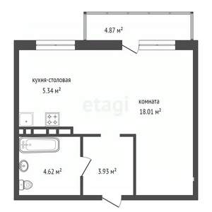1-к квартира, вторичка, 32м2, 2/19 этаж