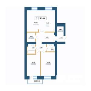 3-к квартира, вторичка, 87м2, 2/7 этаж