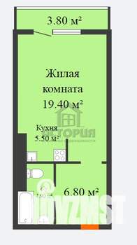 Студия квартира, сданный дом, 38м2, 4/17 этаж