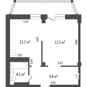 1-к квартира, вторичка, 43м2, 9/16 этаж