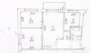 3-к квартира, вторичка, 48м2, 2/5 этаж