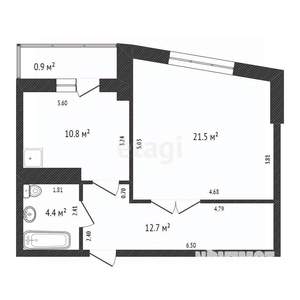 1-к квартира, вторичка, 49м2, 5/10 этаж