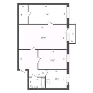 3-к квартира, вторичка, 57м2, 5/5 этаж