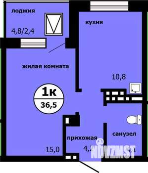 1-к квартира, сданный дом, 36м2, 19/19 этаж