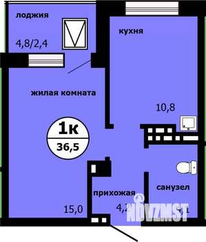 1-к квартира, строящийся дом, 36м2, 18/19 этаж