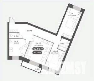 3-к квартира, вторичка, 93м2, 7/15 этаж