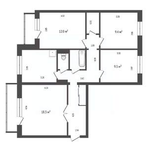 4-к квартира, вторичка, 78м2, 4/9 этаж